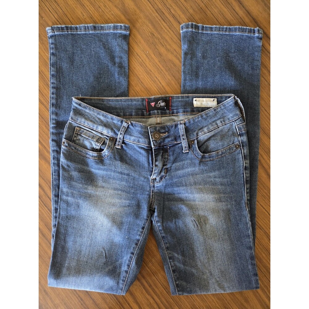 Vintage Guess Low Rise Straight Pismo Fit Cotton Denim Blue Jeans Med Wash 27X32